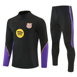 Barcelona 26/27 Black/Purple/Yellow Trim Quarter-Zip Long Sleeve Tracksuit