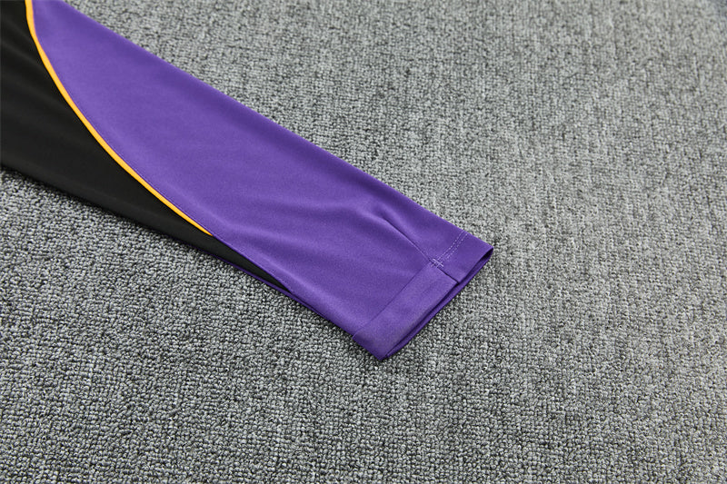 Barcelona 26/27 Black/Purple/Yellow Trim Quarter-Zip Long Sleeve Tracksuit
