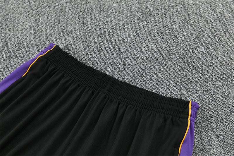 Barcelona 26/27 Black/Purple/Yellow Trim Quarter-Zip Long Sleeve Tracksuit