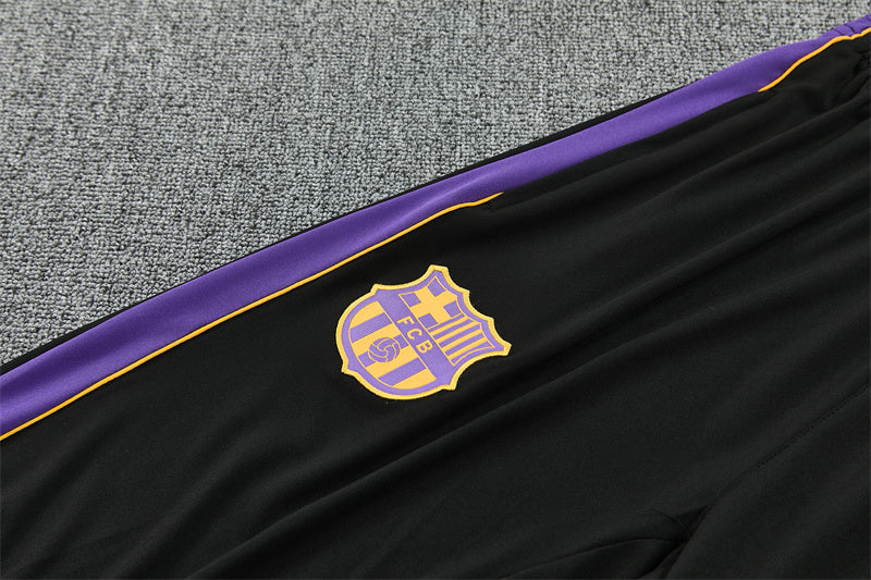 Barcelona 26/27 Black/Purple/Yellow Trim Quarter-Zip Long Sleeve Tracksuit