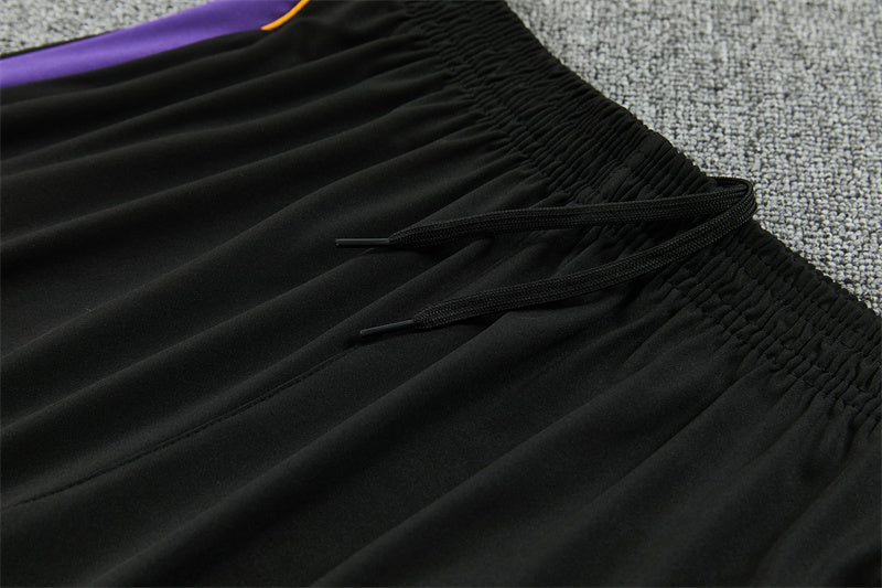 Barcelona 26/27 Black/Purple/Yellow Trim Quarter-Zip Long Sleeve Tracksuit