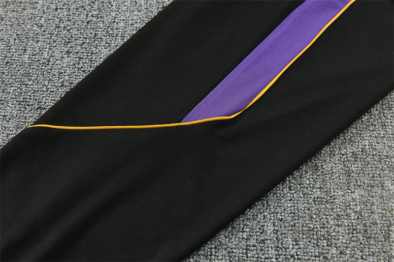 Barcelona 26/27 Black/Purple/Yellow Trim Quarter-Zip Long Sleeve Tracksuit