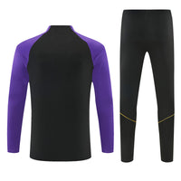 Barcelona 26/27 Black/Purple/Yellow Trim Quarter-Zip Long Sleeve Tracksuit