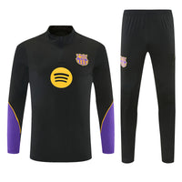 Barcelona 26/27 Black/Purple/Yellow Trim Quarter-Zip Long Sleeve Tracksuit