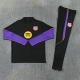 Barcelona 26/27 Black/Purple/Yellow Trim Quarter-Zip Long Sleeve Tracksuit