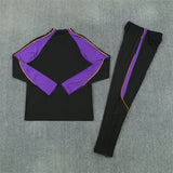 Barcelona 26/27 Black/Purple/Yellow Trim Quarter-Zip Long Sleeve Tracksuit