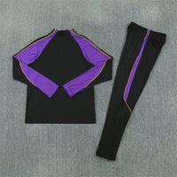 Barcelona 26/27 Black/Purple/Yellow Trim Quarter-Zip Long Sleeve Tracksuit