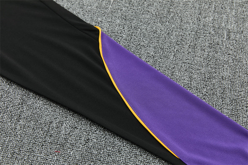 Barcelona 26/27 Black/Purple/Yellow Trim Quarter-Zip Long Sleeve Tracksuit