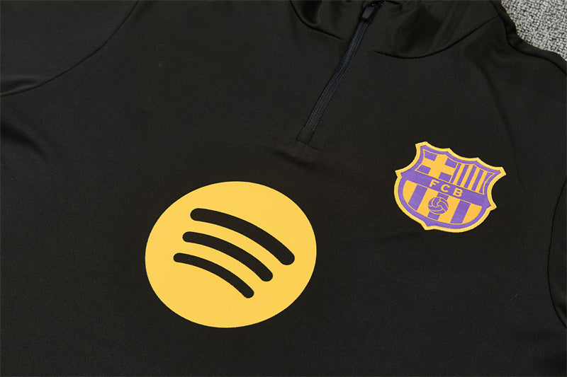 Barcelona 26/27 Black/Purple/Yellow Trim Quarter-Zip Long Sleeve Tracksuit