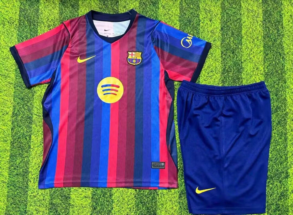 Barcelona 26/27 Blue/Red Stripes Home Kids Jersey Set