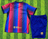Barcelona 26/27 Blue/Red Stripes Home Kids Jersey Set