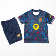 Barcelona 26/27 Dark Blue and Pink Training Kids Jersey Set