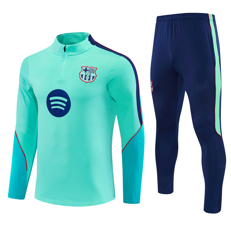 Barcelona 26/27 Deep Blue/Mint-Green Quarter-Zip Third Long Sleeve Tracksuit