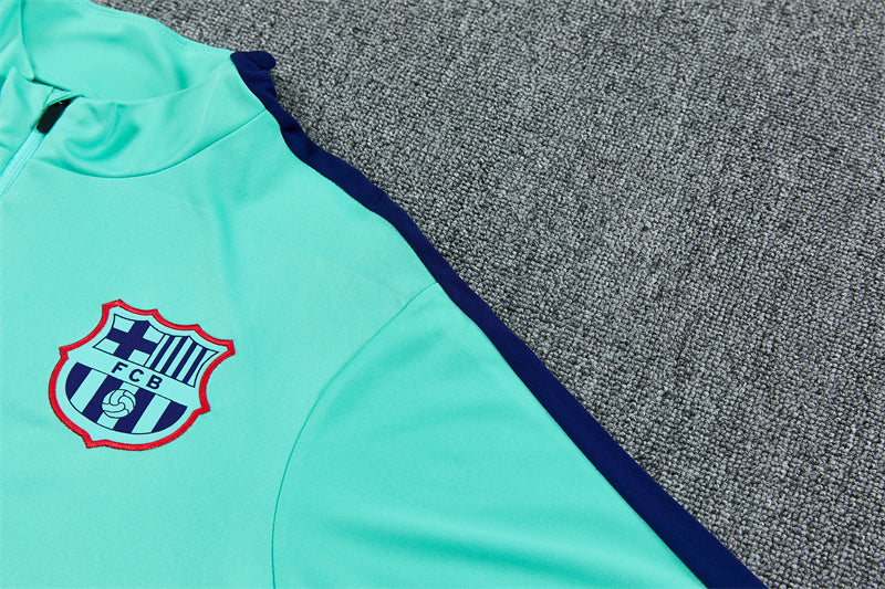 Barcelona 26/27 Deep Blue/Mint-Green Quarter-Zip Third Long Sleeve Tracksuit