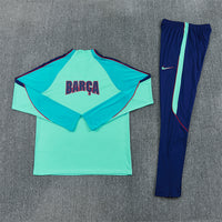 Barcelona 26/27 Deep Blue/Mint-Green Quarter-Zip Third Long Sleeve Tracksuit