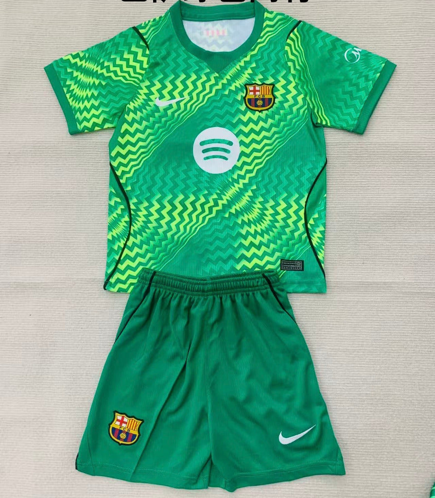 Barcelona 26/27 Green Chevron Goalkeeper Kids Jersey Set