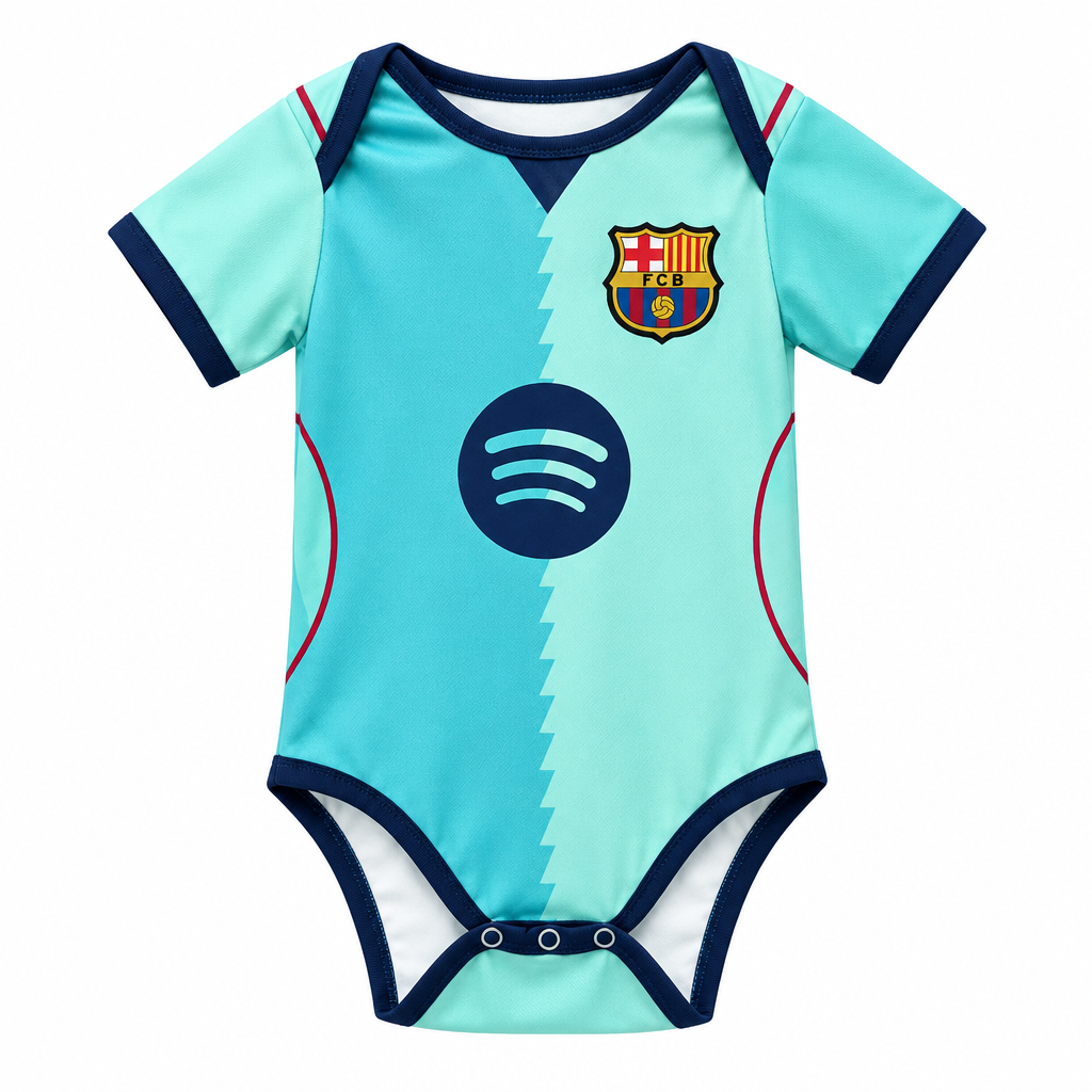 Barcelona 26/27 Light Aqua Third Baby Bodysuit Jersey