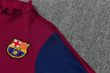 Barcelona 26/27 Maroon/Navy/Gold Trim Quarter-Zip Long Sleeve Tracksuit