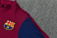 Barcelona 26/27 Maroon/Navy/Gold Trim Quarter-Zip Long Sleeve Tracksuit