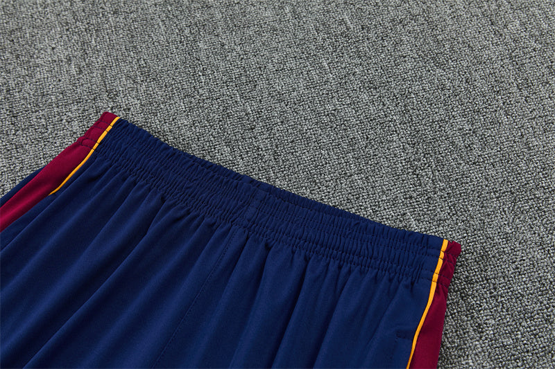Barcelona 26/27 Maroon/Navy/Gold Trim Quarter-Zip Long Sleeve Tracksuit