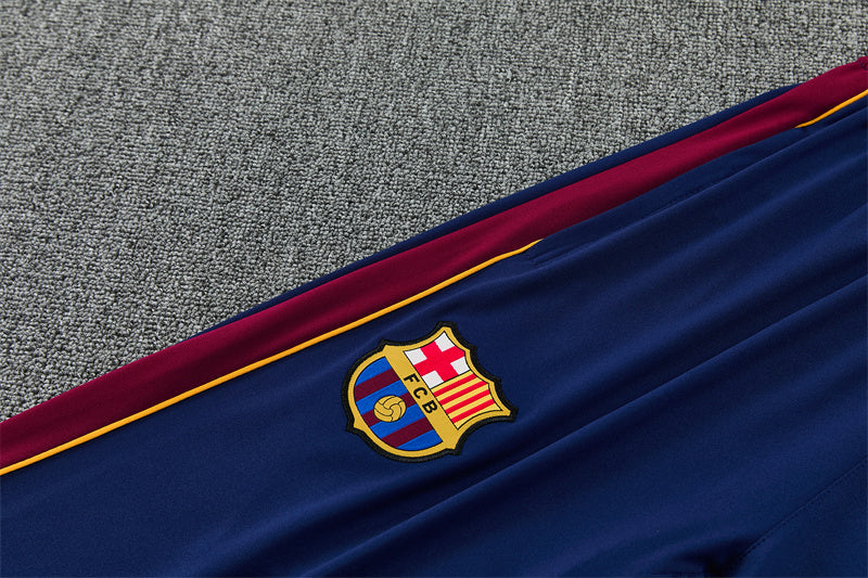 Barcelona 26/27 Maroon/Navy/Gold Trim Quarter-Zip Long Sleeve Tracksuit