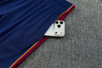 Barcelona 26/27 Maroon/Navy/Gold Trim Quarter-Zip Long Sleeve Tracksuit