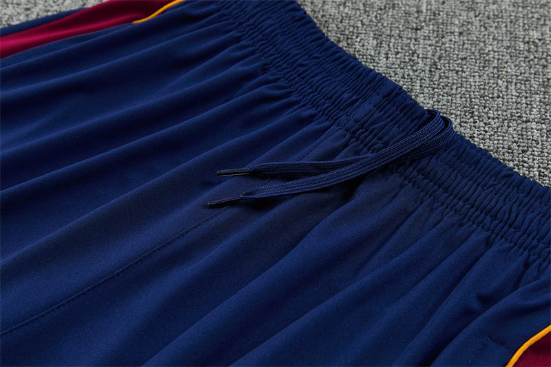 Barcelona 26/27 Maroon/Navy/Gold Trim Quarter-Zip Long Sleeve Tracksuit