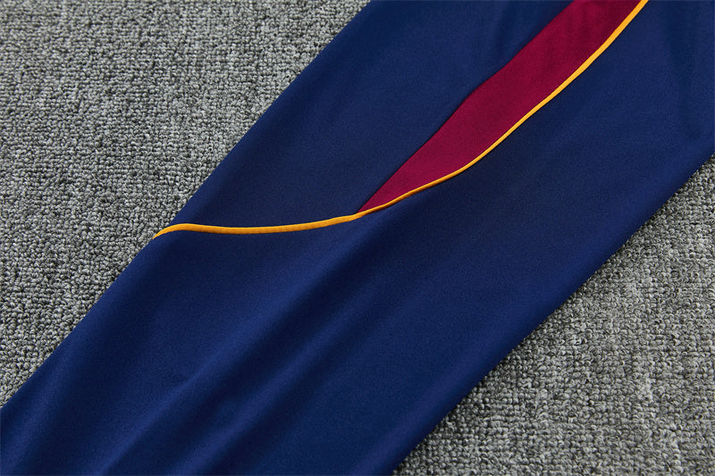 Barcelona 26/27 Maroon/Navy/Gold Trim Quarter-Zip Long Sleeve Tracksuit