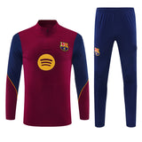 Barcelona 26/27 Maroon/Navy/Gold Trim Quarter-Zip Long Sleeve Tracksuit