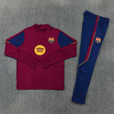 Barcelona 26/27 Maroon/Navy/Gold Trim Quarter-Zip Long Sleeve Tracksuit