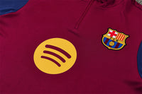 Barcelona 26/27 Maroon/Navy/Gold Trim Quarter-Zip Long Sleeve Tracksuit