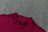 Barcelona 26/27 Maroon/Navy/Gold Trim Quarter-Zip Long Sleeve Tracksuit