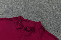 Barcelona 26/27 Maroon/Navy/Gold Trim Quarter-Zip Long Sleeve Tracksuit