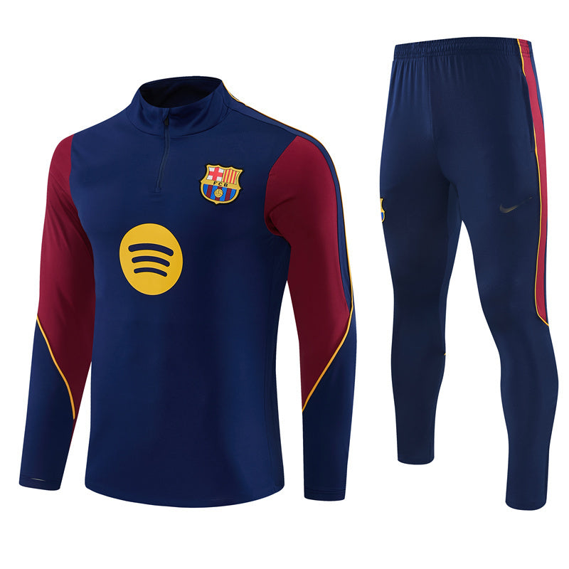 Barcelona 26/27 Navy/Burgundy Quarter-Zip Long Sleeve Training Tracksuit