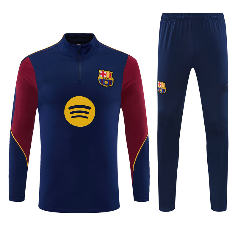 Barcelona 26/27 Navy/Burgundy Quarter-Zip Long Sleeve Training Tracksuit