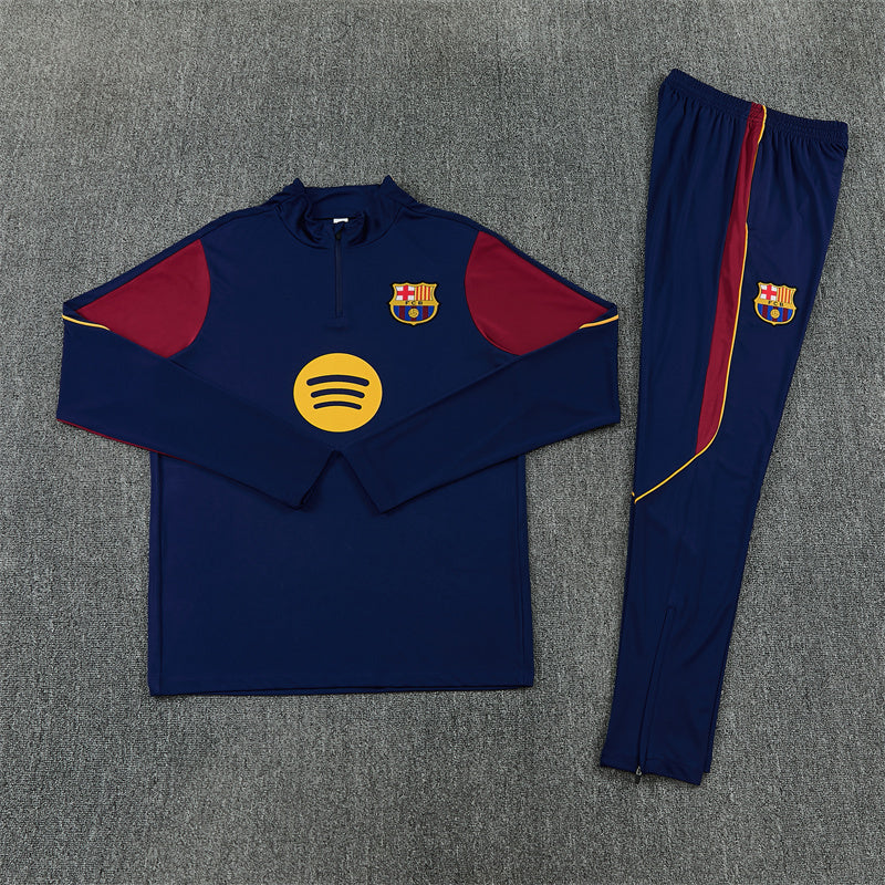 Barcelona 26/27 Navy/Burgundy Quarter-Zip Long Sleeve Training Tracksuit