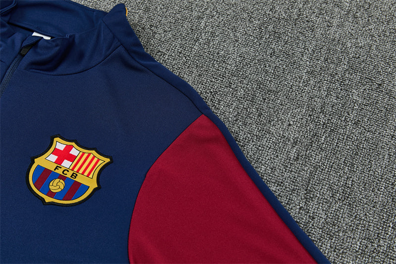 Barcelona 26/27 Navy/Burgundy Quarter-Zip Long Sleeve Training Tracksuit