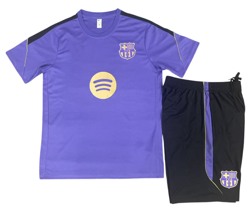 Barcelona 26/27 Purple/Black/Gold Trim Training Kids Jersey Set