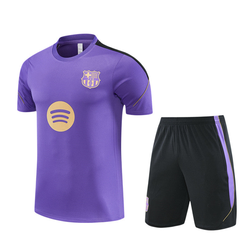 Barcelona 26/27 Purple/Black/Gold Trim Training Kids Jersey Set