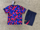 Barcelona 26/27 Red/Blue Checkered Training Kids Jersey Set