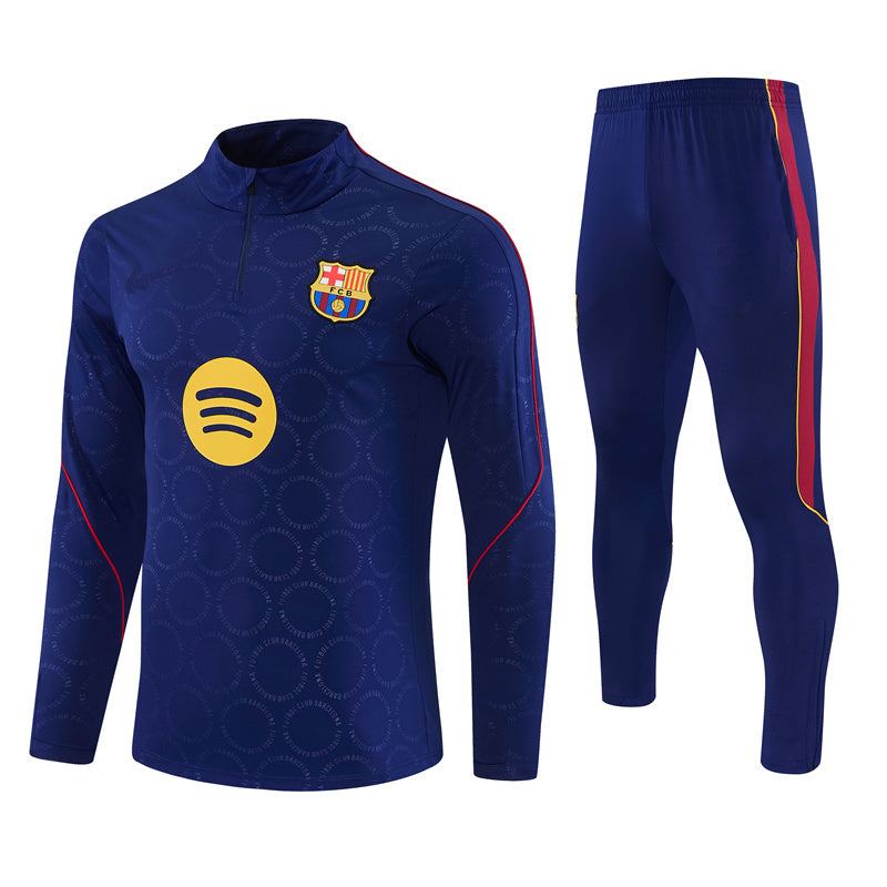 Barcelona 26/27 Royal Blue/Red Trim Stamped Design Long Sleeve Tracksuit