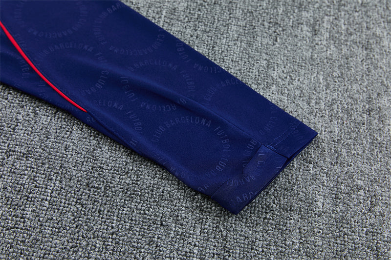 Barcelona 26/27 Royal Blue/Red Trim Stamped Design Long Sleeve Tracksuit