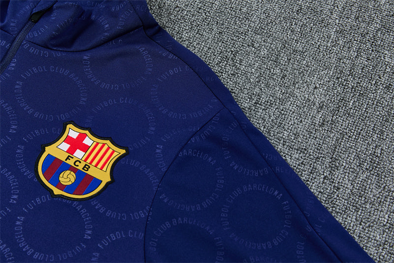 Barcelona 26/27 Royal Blue/Red Trim Stamped Design Long Sleeve Tracksuit