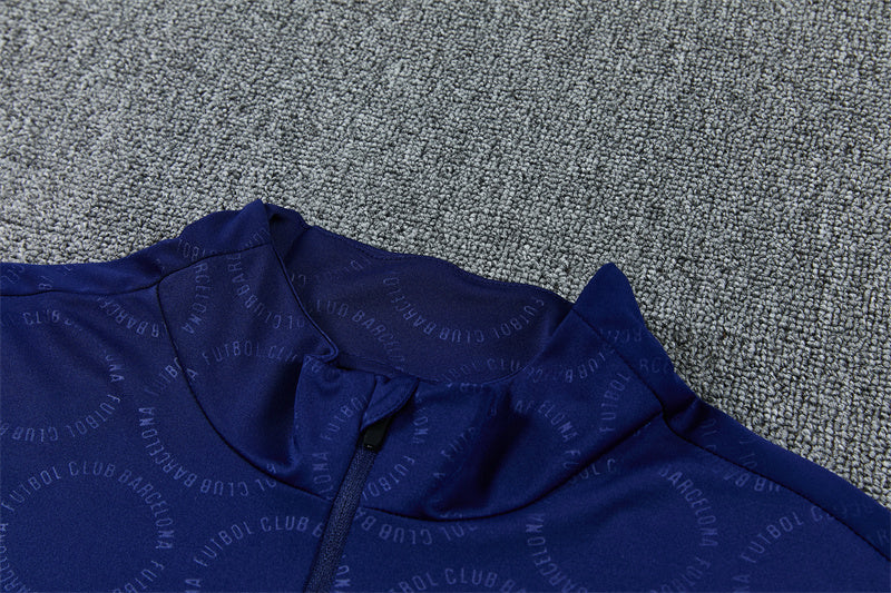 Barcelona 26/27 Royal Blue/Red Trim Stamped Design Long Sleeve Tracksuit