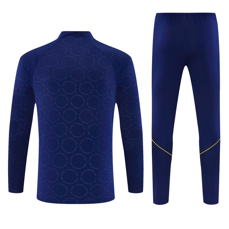 Barcelona 26/27 Royal Blue/Red Trim Stamped Design Long Sleeve Tracksuit