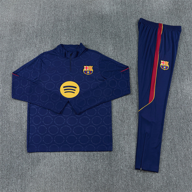 Barcelona 26/27 Royal Blue/Red Trim Stamped Design Long Sleeve Tracksuit