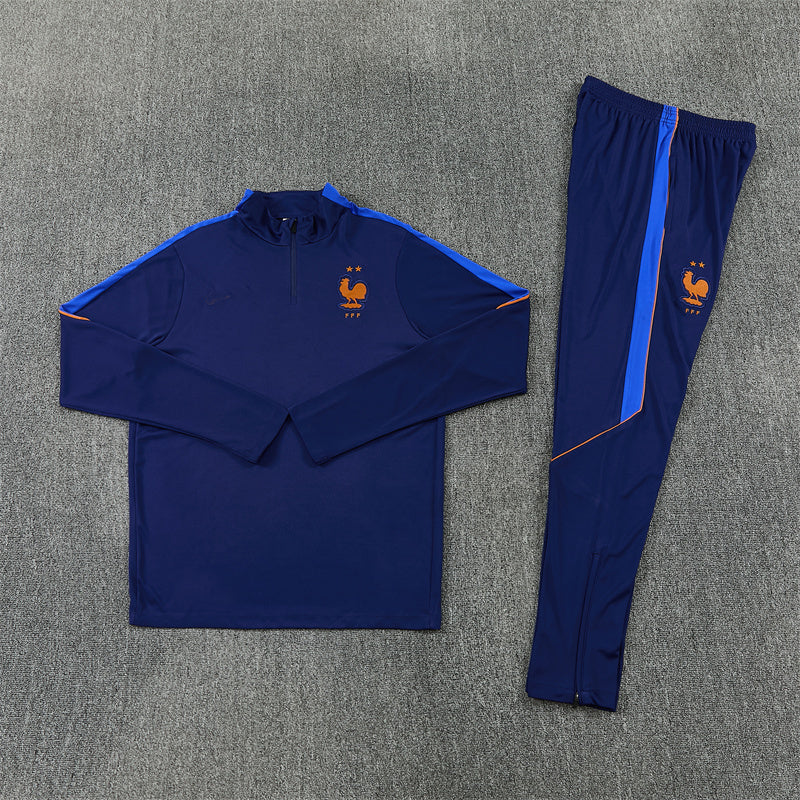 French 26/27 Royal/Dark Blue/Red Trim Long Sleeve Tracksuit
