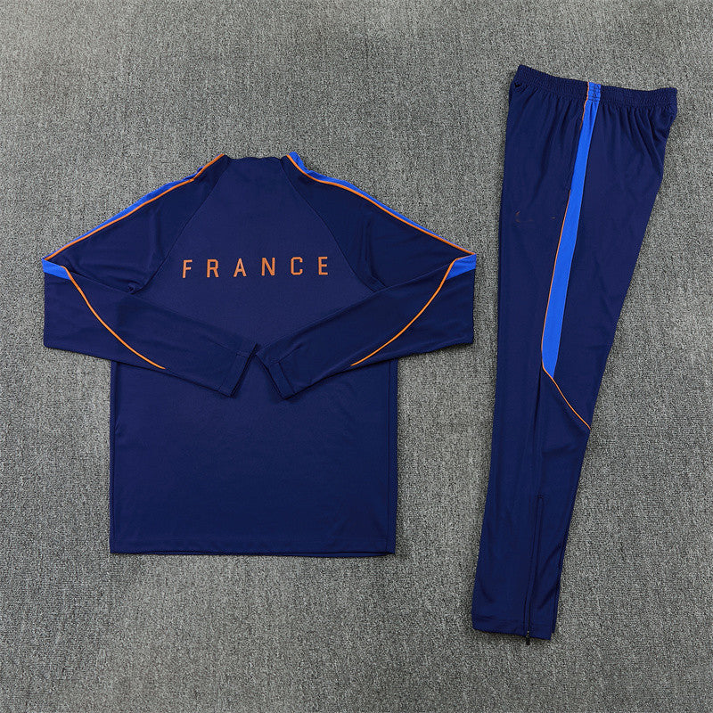 French 26/27 Royal/Dark Blue/Red Trim Long Sleeve Tracksuit