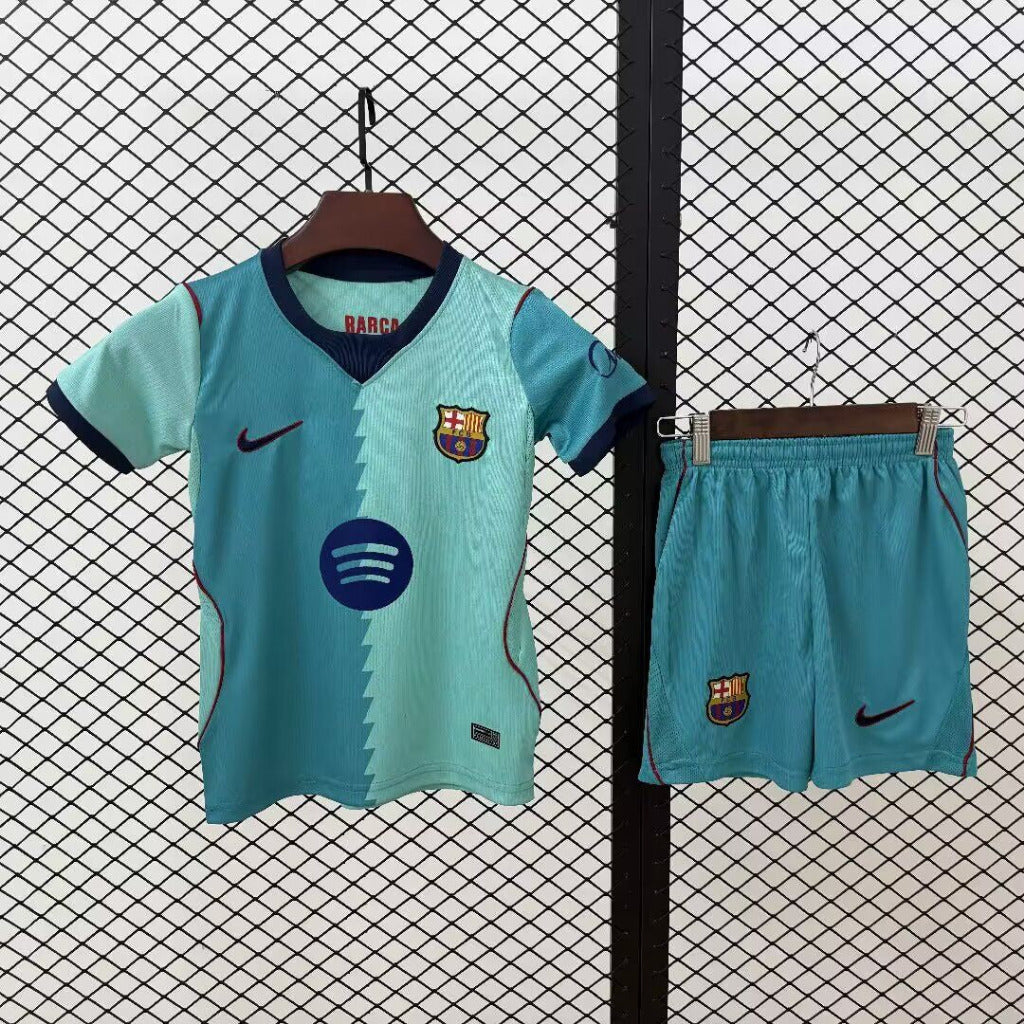 Barcelona 26/27 Turquoise/Light Blue Third Kids Jersey Set