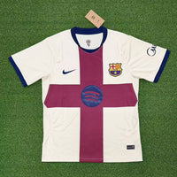 Barcelona 26/27 White/Red Cross/Blue Trim 4th Jersey